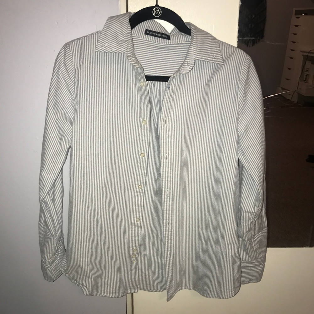 Brandy Melville boyfriend fit pinstripe button up